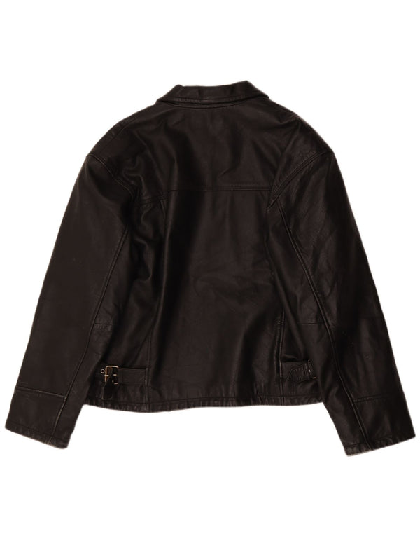 Vintage Herren Lederjacke IT 54 XL Schwarz