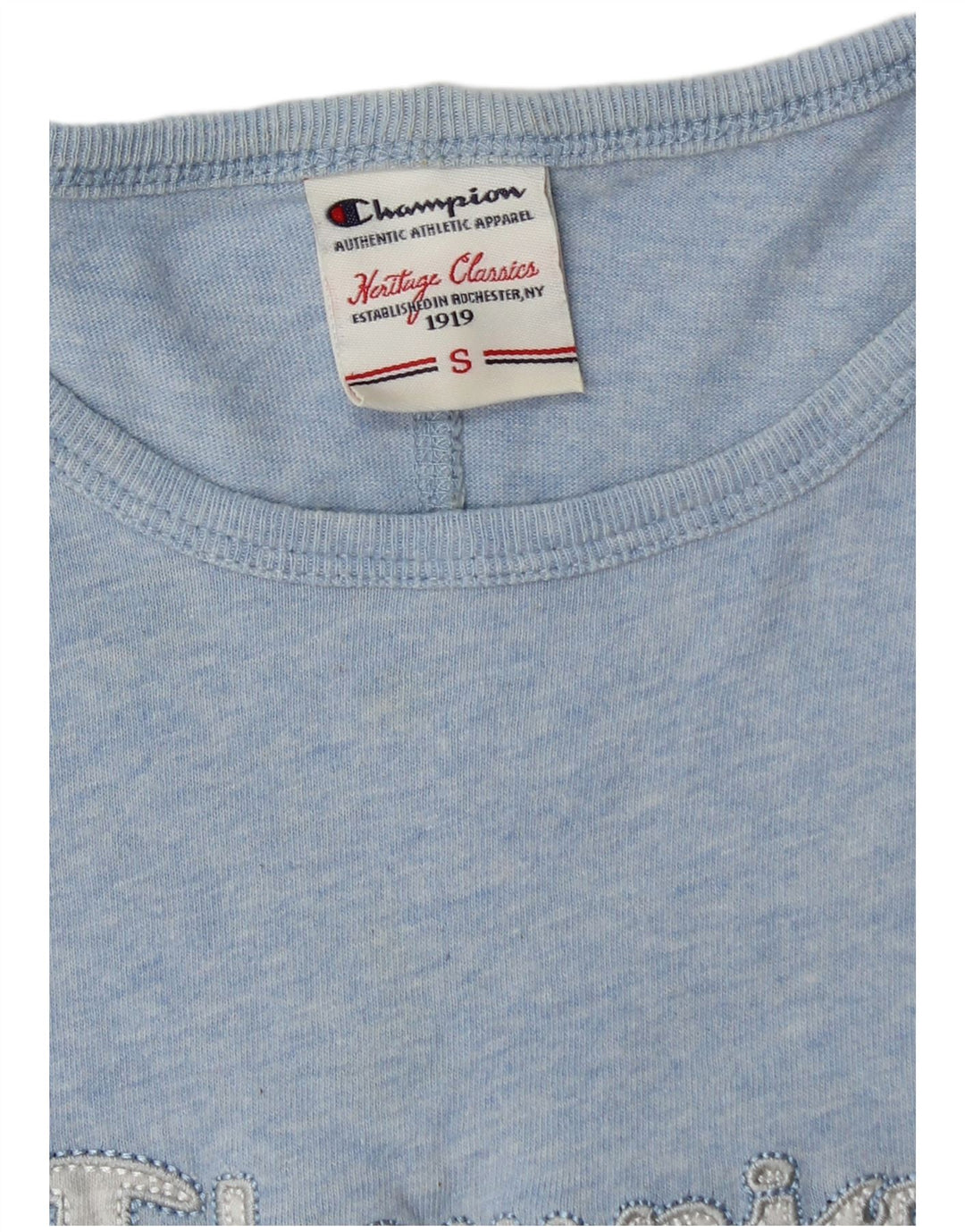Champion Damen Heritage Classics Graphic T-Shirt Top UK 10 Small Blau