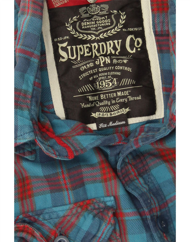 Superdry Herren-Flanellhemd aus mittelblau karierter Baumwolle