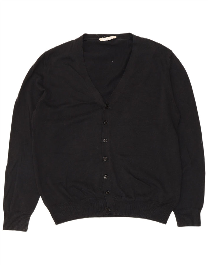 Zara Herren-Strickjacke, groß, aus schwarzer Baumwolle