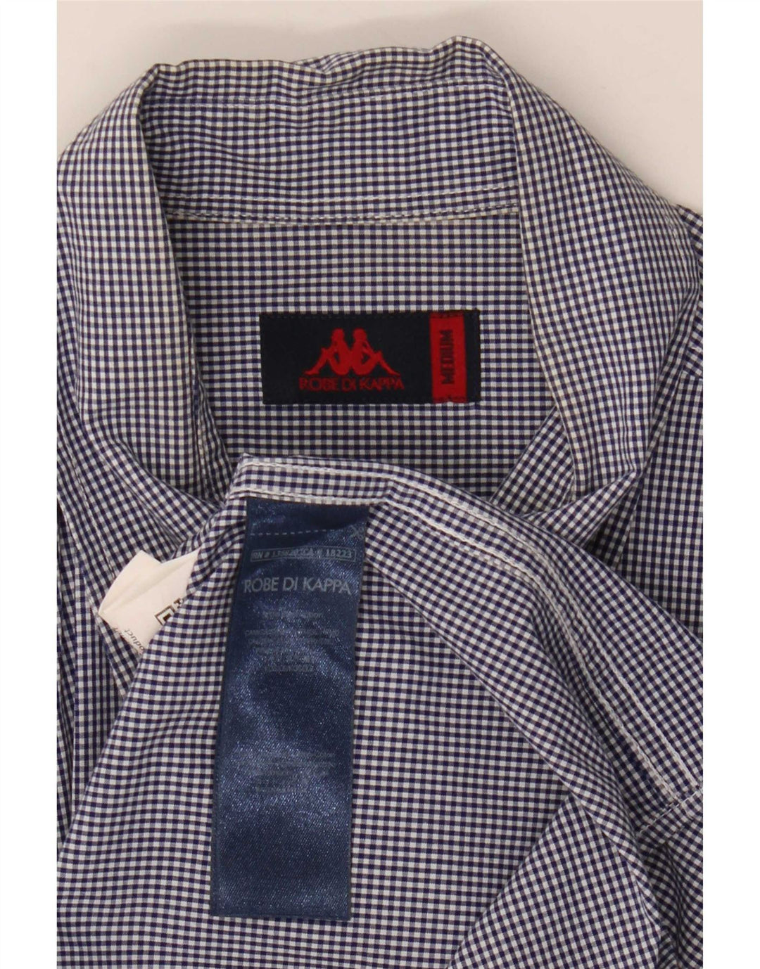 Kappa Herrenhemd aus mittelblauer Gingham-Baumwolle in Marineblau