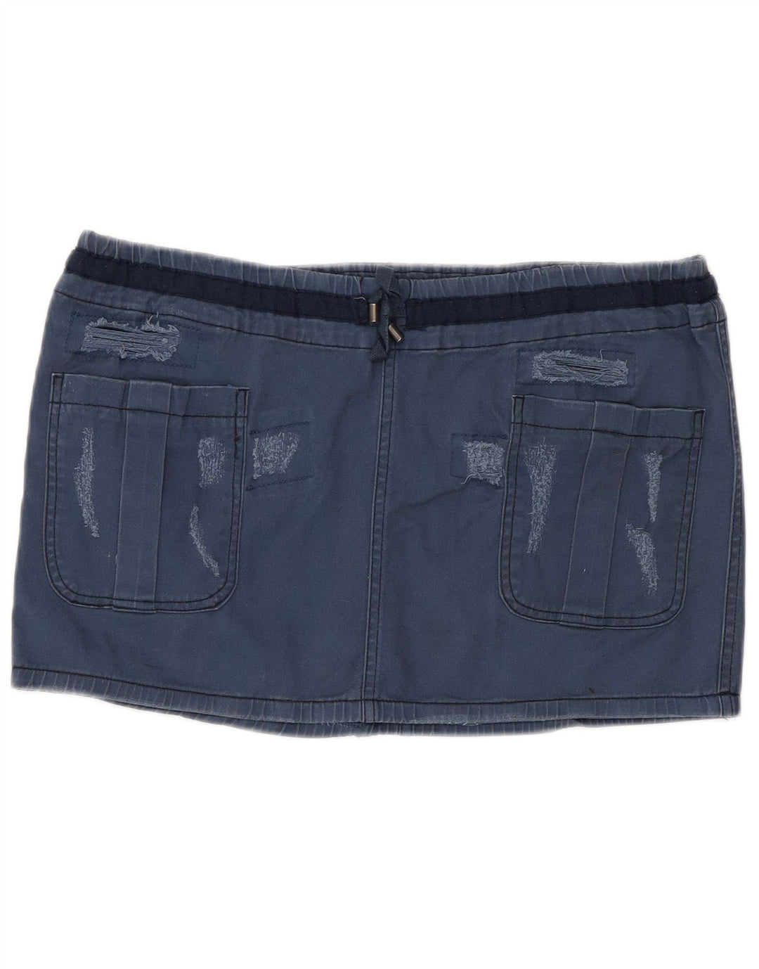 Benetton Damen Minirock IT 44 Medium W34 Marineblaue Baumwolle