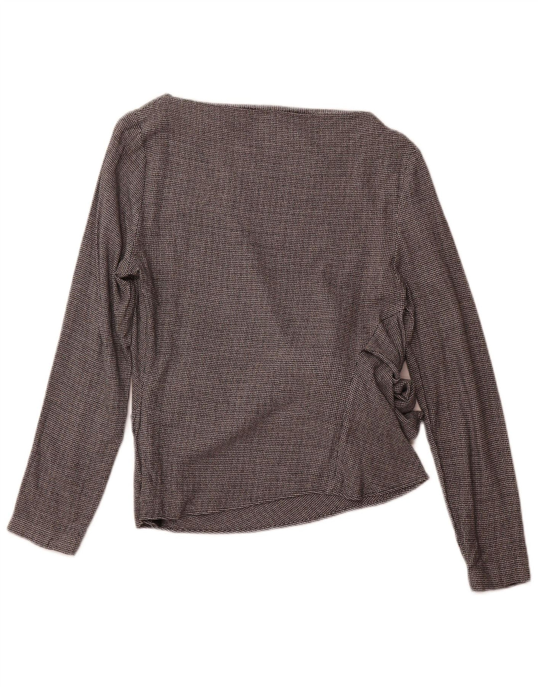 ZARA Damen Langarm-Blusenoberteil UK 12 Mittelgraue Hahnentritt-Viskose