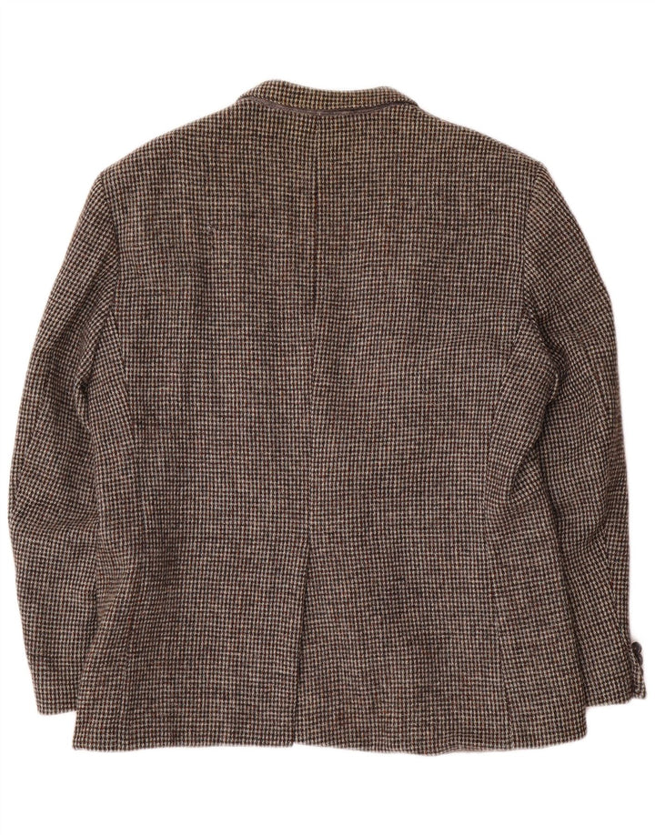 Harris Tweed Herren-Blazer mit 2 Knöpfen, UK 38, Mittelbraun mit Hahnentrittmuster