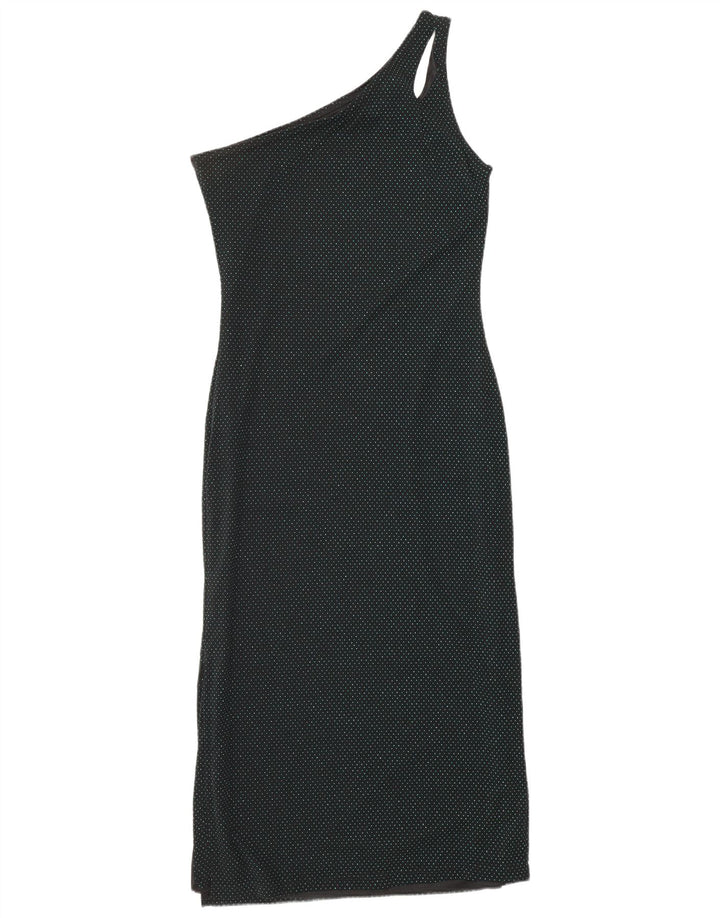 HENNES Damen Maxi-One-Shoulder-Kleid EU 42 Large Schwarz gepunktet