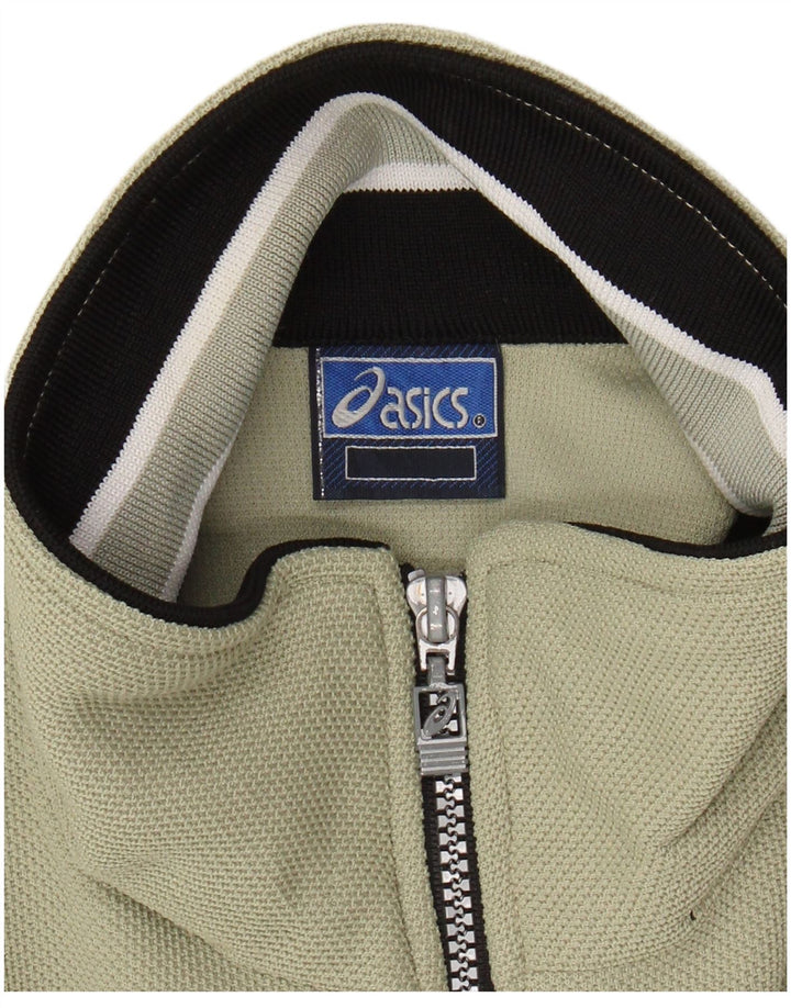 ASICS Herren-Trainingsanzug mit grafischem Oberteil, groß, grünes Farbblock-Polyester