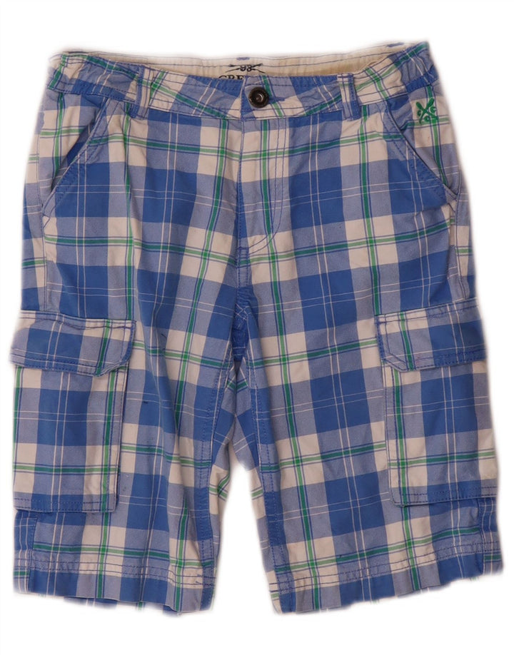 Crew Clothing Cargo-Shorts für Jungen, 8–9 Jahre, W24, blau kariert, Baumwolle