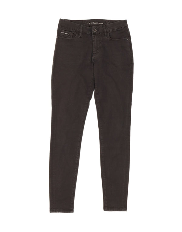 Calvin Klein Damen Mid Rise Skinny Jeans W25 L30 Schwarze Baumwolle