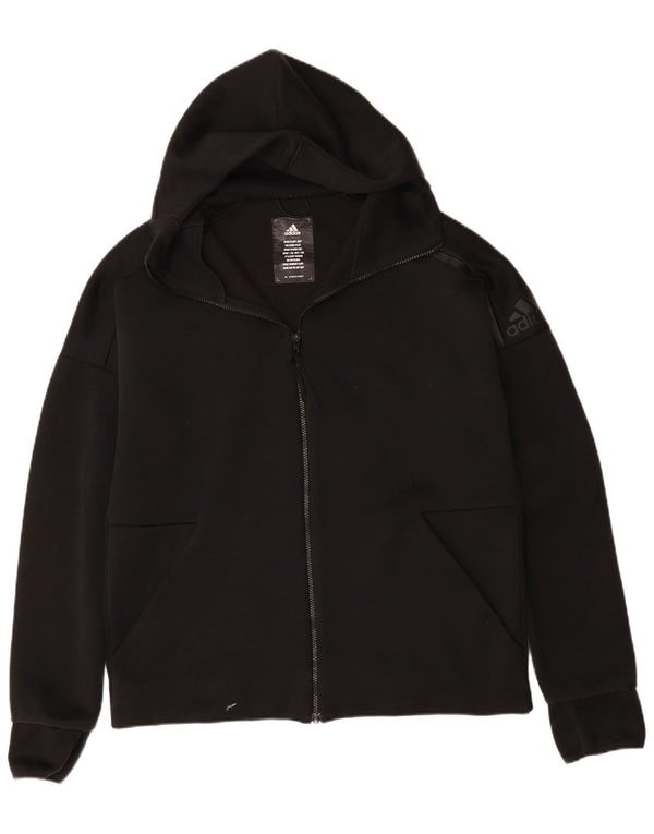 Adidas Herren-Kapuzenpullover mit Reißverschluss, groß, aus schwarzem Polyester