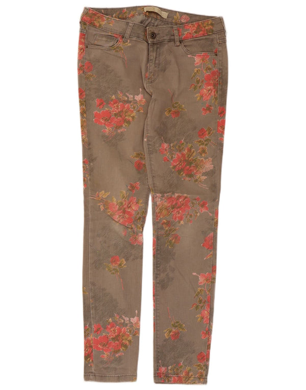 Zara Damen Distressed Skinny Jeans EU 38 Small W28 L28 Grau geblümt
