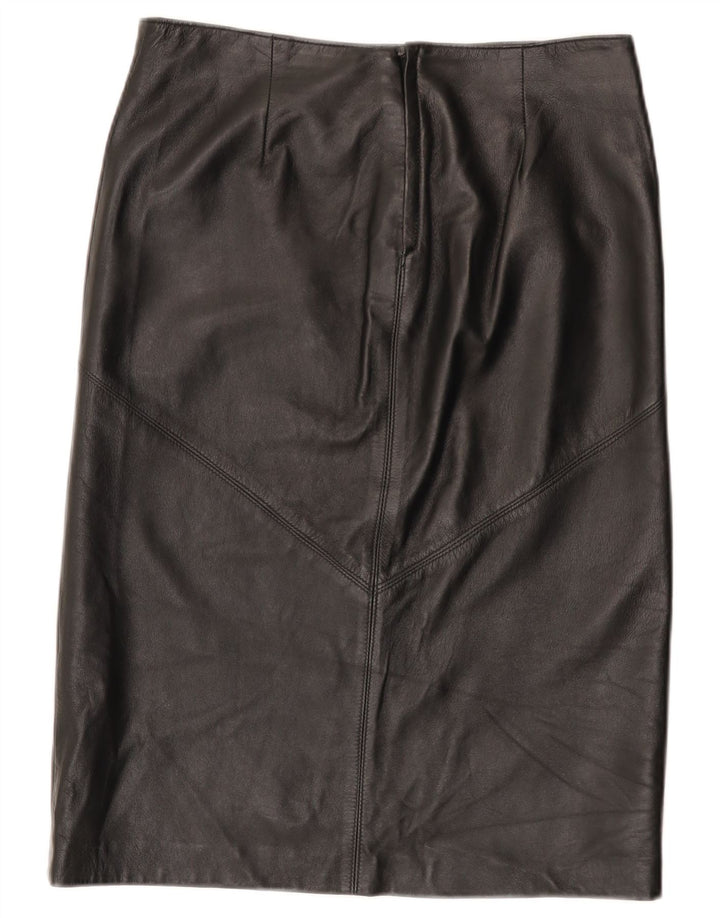 Vintage Damen Lederrock IT 44 Medium W30 Schwarzes Leder