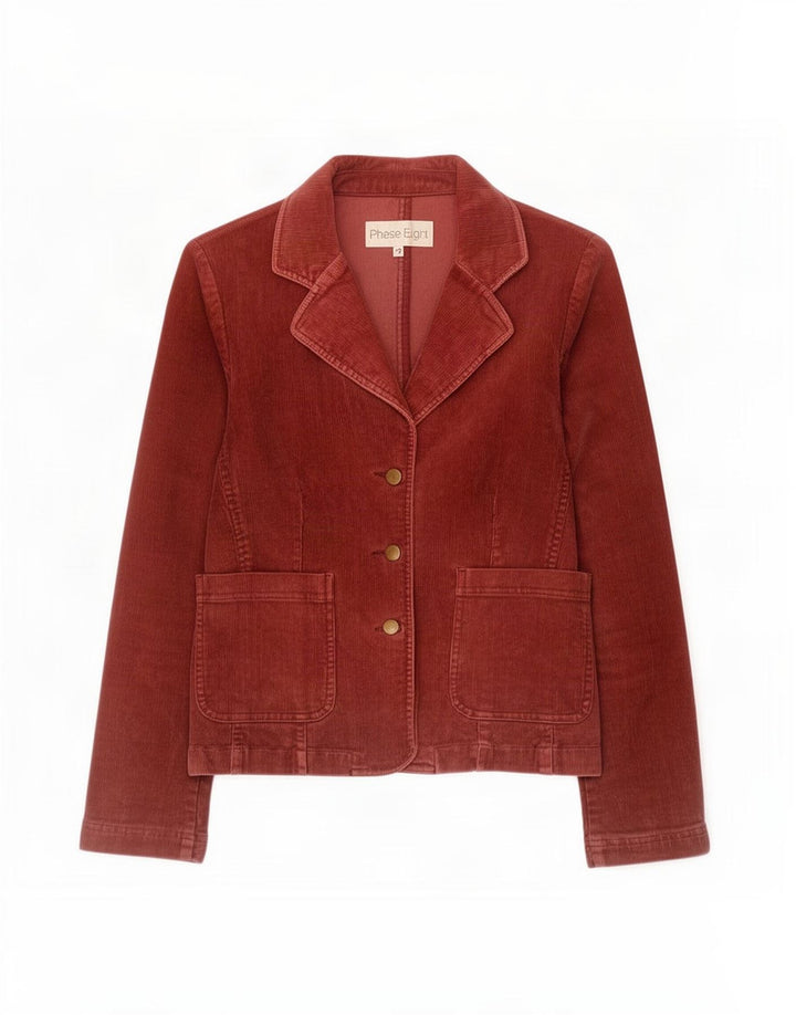 Phase Eight Damen-Blazerjacke aus Cord mit 3 Knöpfen, Größe UK 12, mittleres Burgunderrot