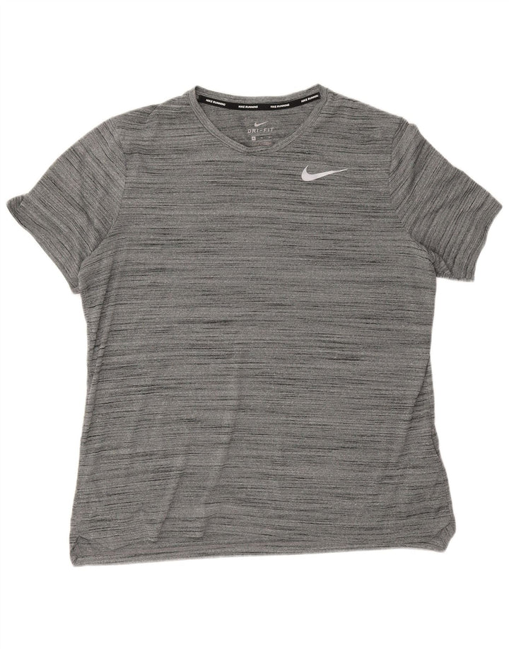 Nike Herren Dri Fit T-Shirt Top XL Grau geflecktes Polyester