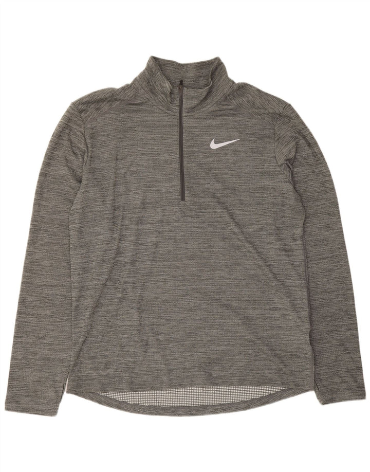Nike Herren Dri Fit Pullover-Trainingsanzugoberteil mit Reißverschluss, Größe L, Grau meliert