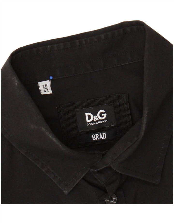 DOLCE & GABBANA Herrenhemd Größe 16 41 Große schwarze Baumwolle