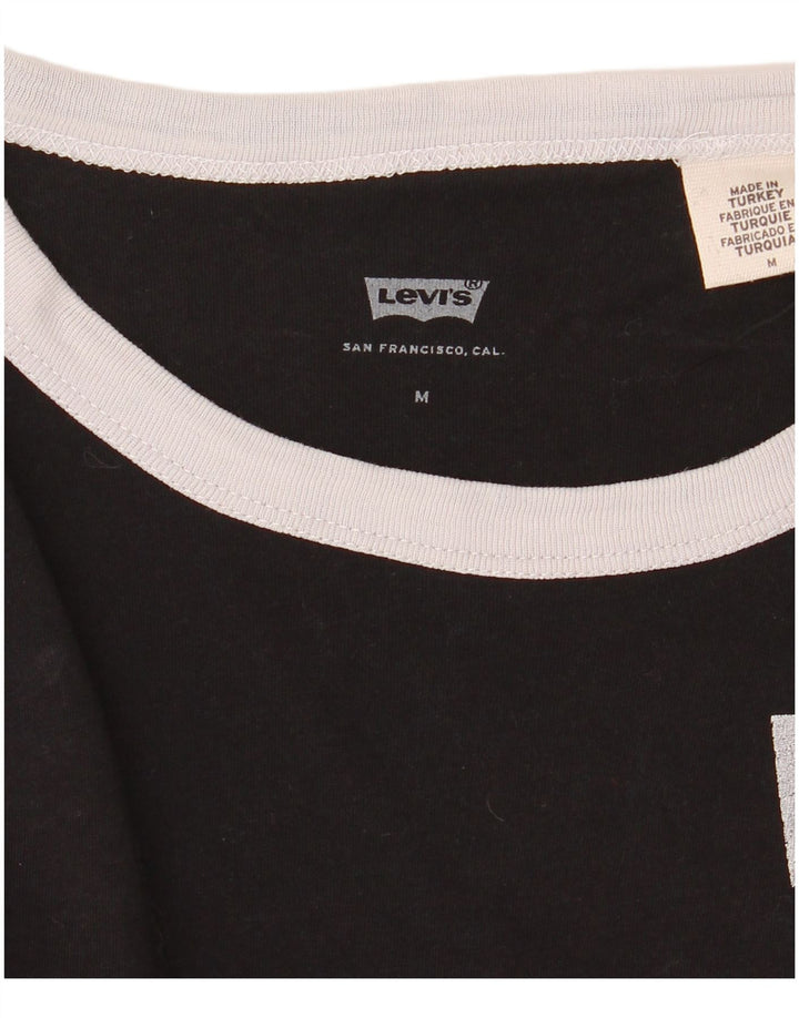 Levi's Damen T-Shirt Top UK 14 Medium Schwarz Colourblock