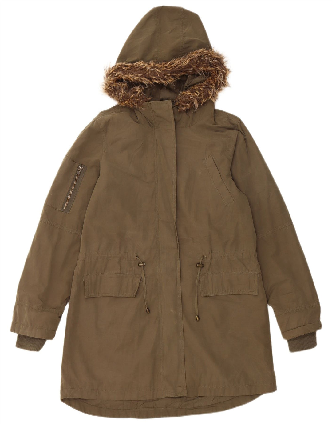 Oasis Damen-Parkajacke mit Kapuze, UK 10, Größe S, Khaki, Polyester