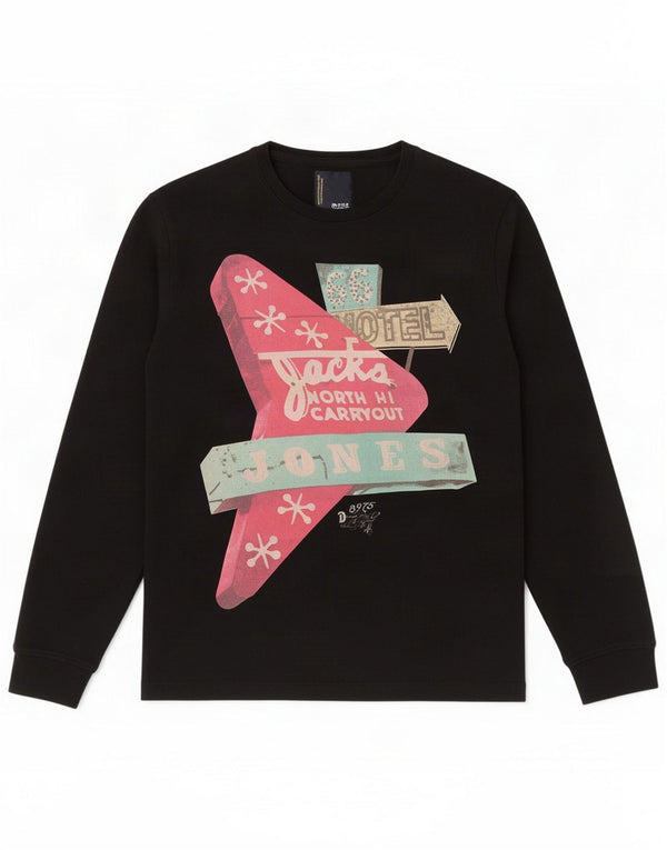 Jack & Jones Herren Grafik-Top, langärmelig, Größe L, Schwarz