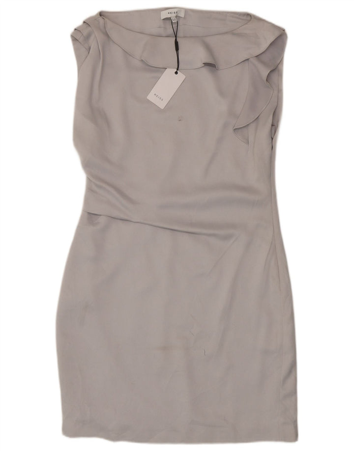 Reiss Damen Ärmelloses Etuikleid UK 12 Mittelgrau Polyester
