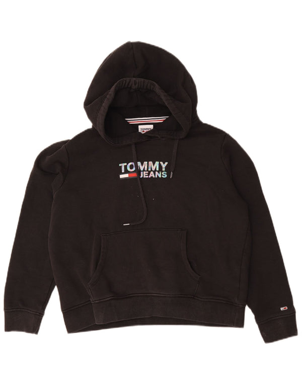 Tommy Hilfiger Damen-Pullover mit grafischem Kapuzenpullover, Gr. 14, mittelschwarz, Baumwolle