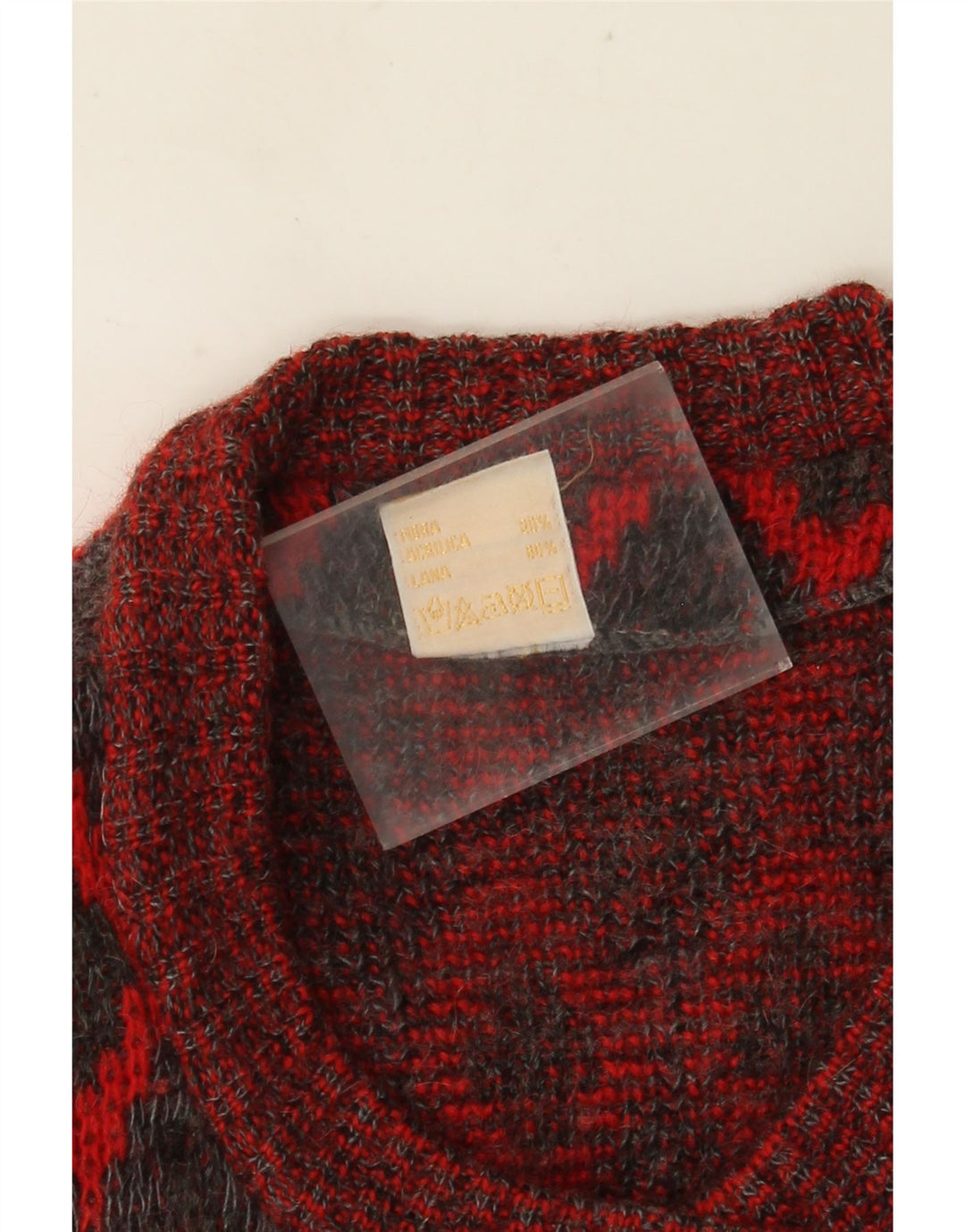 VINTAGE Damen Oversized Cardigan Pullover UK 16 Große rote geometrische Wolle