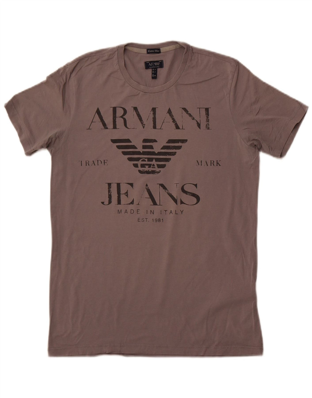 Armani Jeans Herren Extra Slim Graphic T-Shirt Top Large Grau Baumwolle