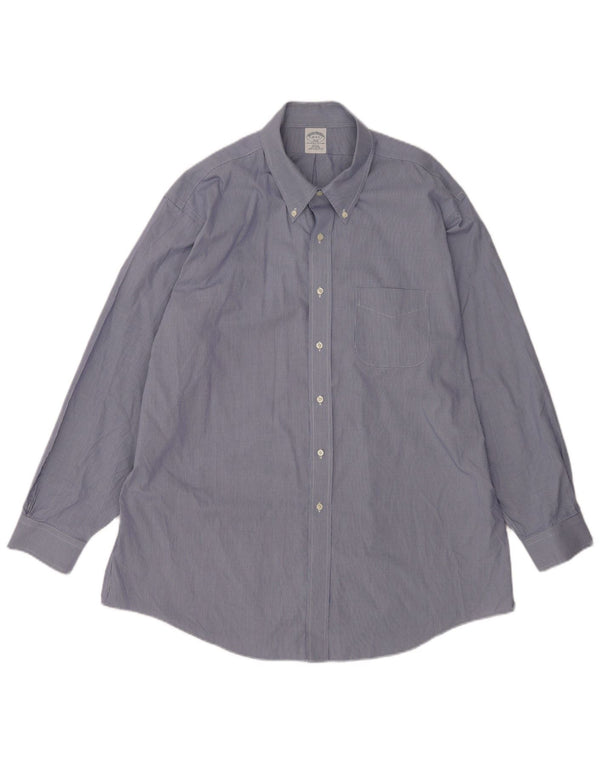 Brooks Brothers Herren-Hemd mit schmaler Passform, Größe 18 4/5 2XL, blaue Hahnentritt-Baumwolle
