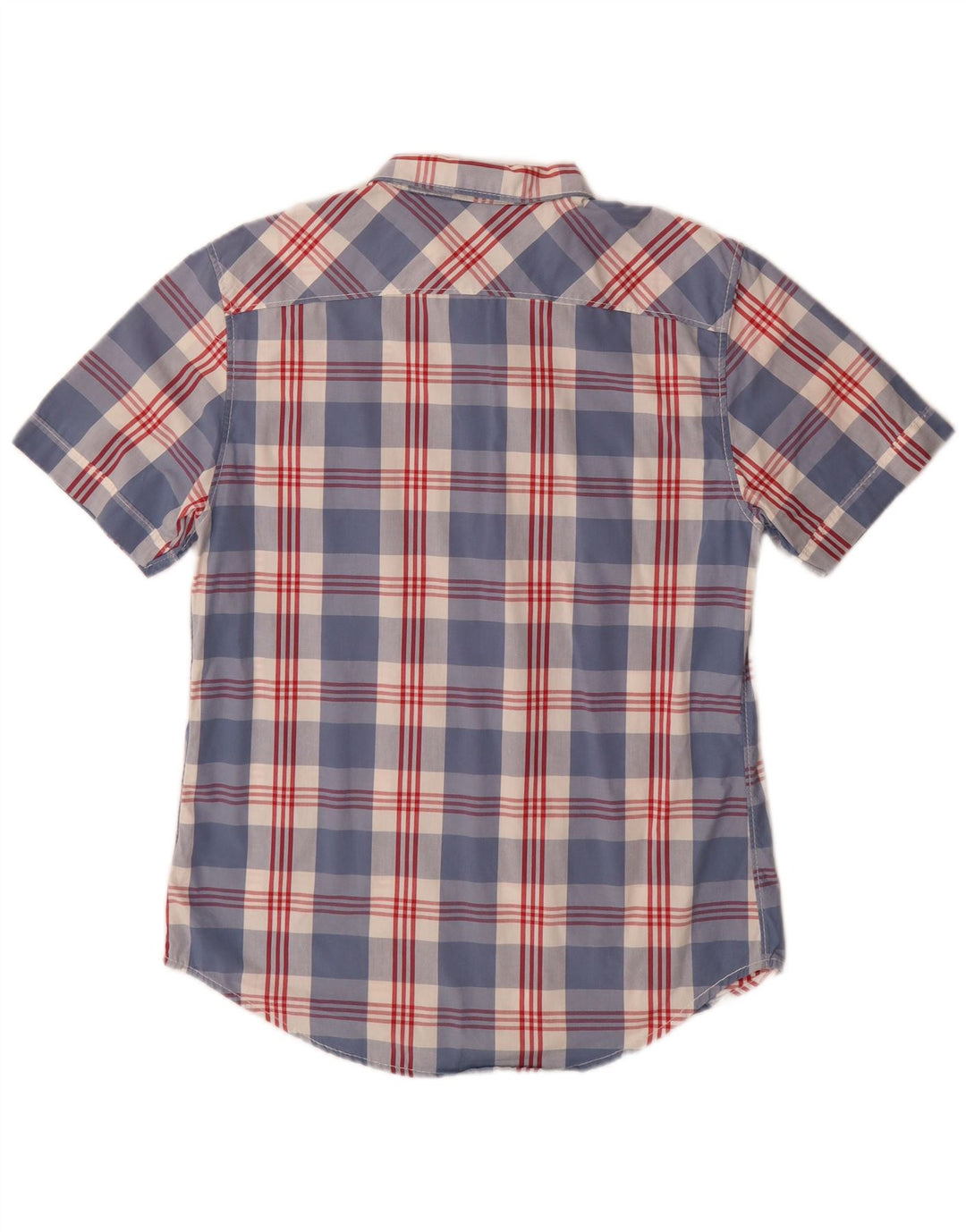 Levi's Herren Kurzarm-Slim-Fit-Hemd aus mittelblau karierter Baumwolle