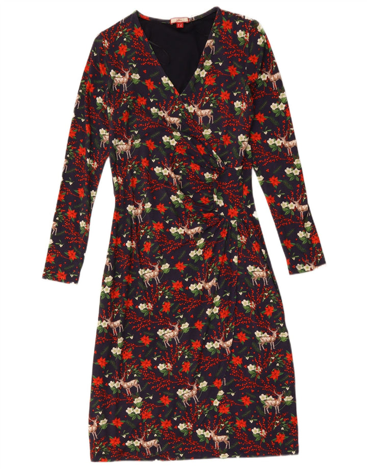 Joe Browns Damen-Etuikleid, Gr. 8, Marineblau, Viskose mit Blumenmuster