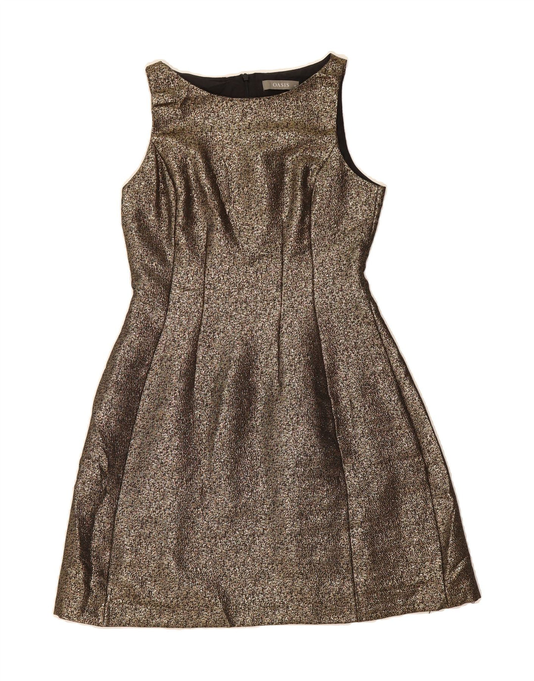OASIS Womens Sleeveless A-Line Dress UK 10 Small Gold Polyester Vintage Oasis and Second-Hand Oasis from Messina Hembry 