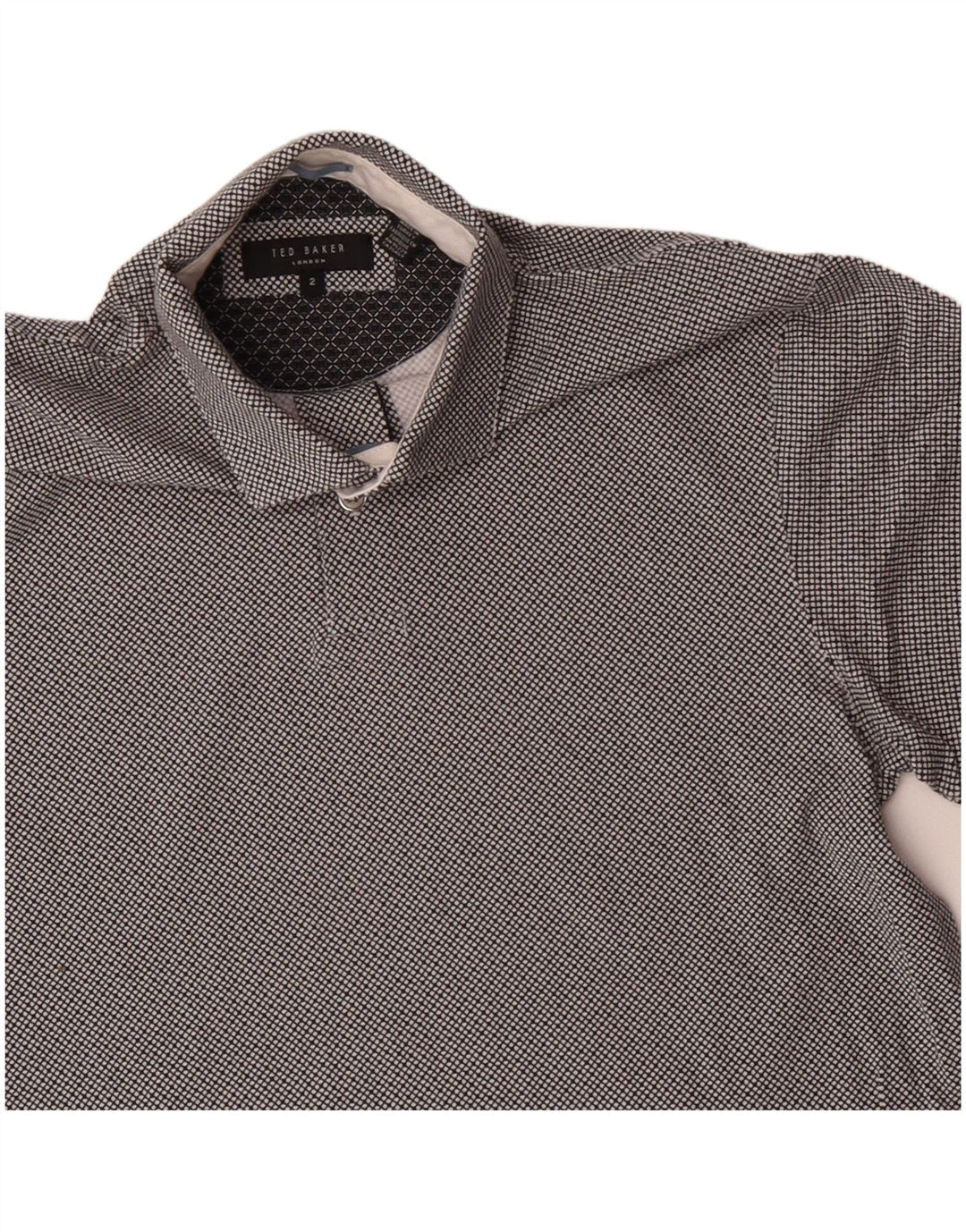 Ted Baker Herren-Poloshirt, Größe 2, klein, grau karierte Baumwolle