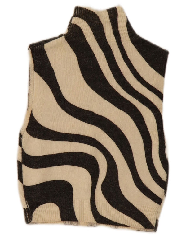 Zara Damen Crop Vest Tank Top UK 4 XS Beige Animal Print