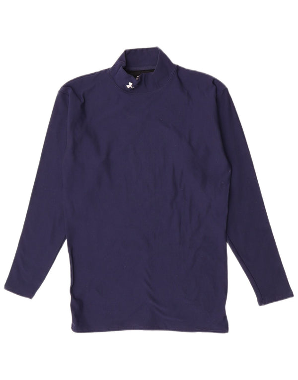 Under Armour Damen Top Langarm UK 14 Large Marineblau Nylon