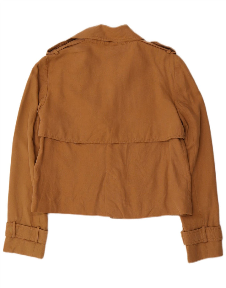 Zara Womens übergroße Crop Open Blazer Jacke UK 6 XS braun Lyocell