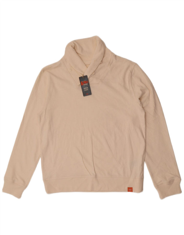 Dockers Herren-Sweatshirt-Pullover XL aus cremefarbener Baumwolle