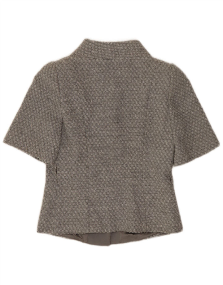 BENETTON Damen Crop 4 Button Kurzarm Blazer Jacke IT 38 XS Grau