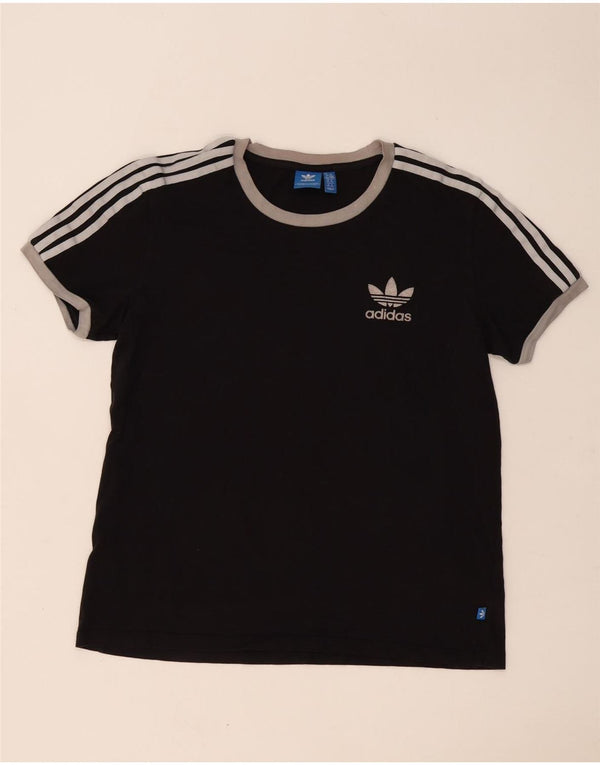 Adidas Damen T-Shirt Top UK 14 Large Schwarz Baumwolle