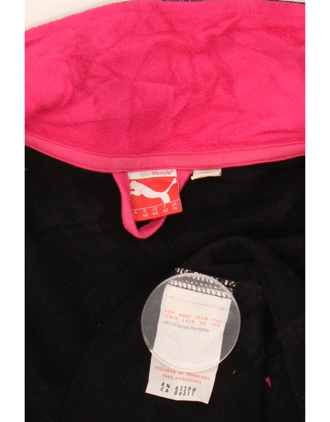 PUMA Damen-Trainingsanzug-Top-Jacke UK 14 Mittelschwarzes Polyester