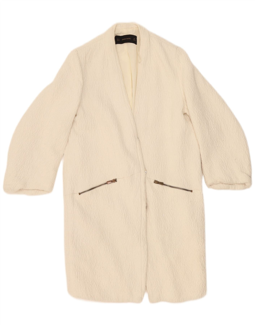 Zara Damen Mantel UK 14 Medium Off White Polyester