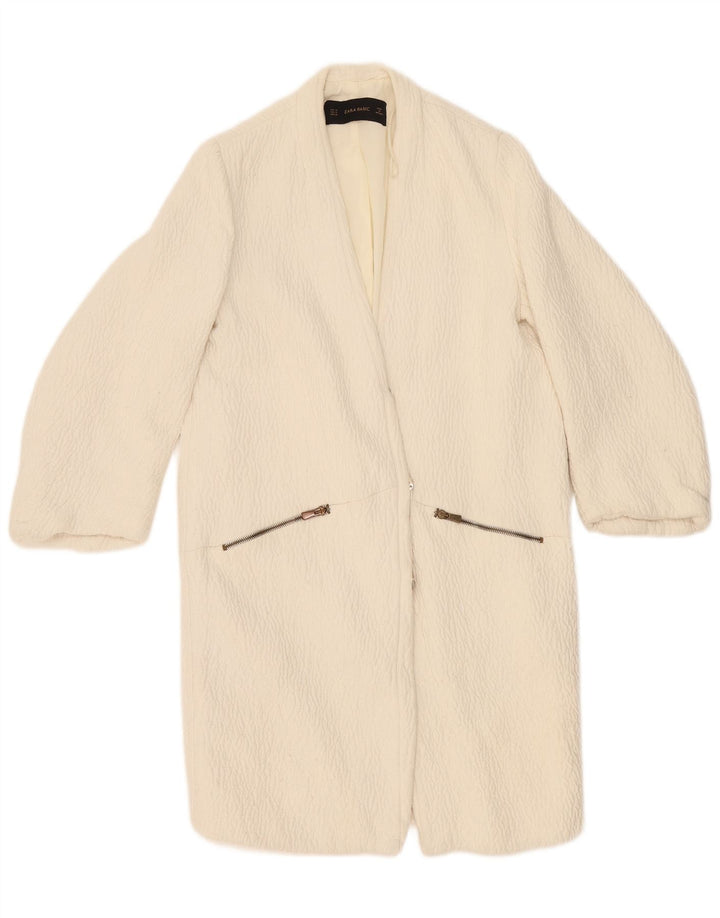 Zara Damen Mantel UK 14 Medium Off White Polyester