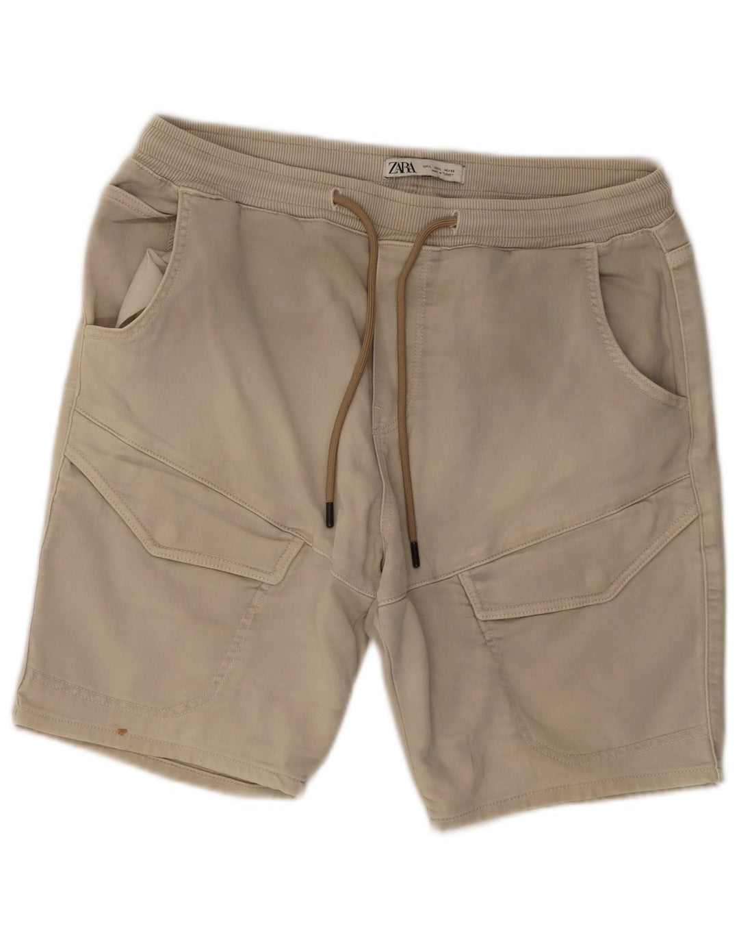 Zara Herren-Cargo-Shorts, groß, W32, beige Baumwolle