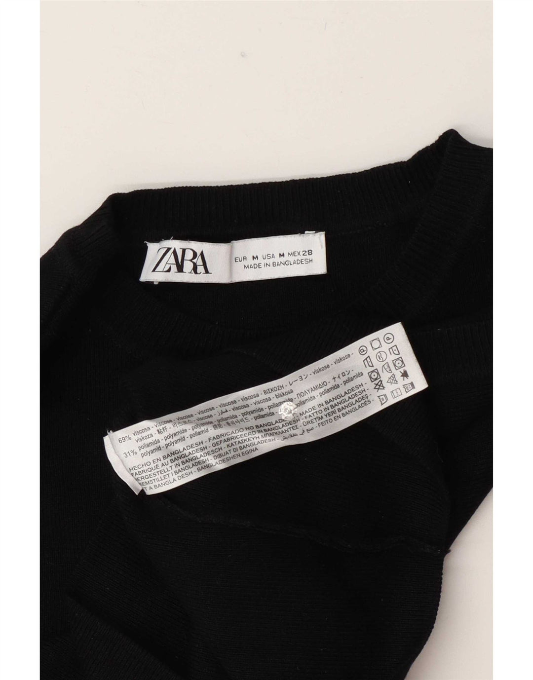 Zara Damen Crop Vest Top UK 12 Mittelschwarze Viskose