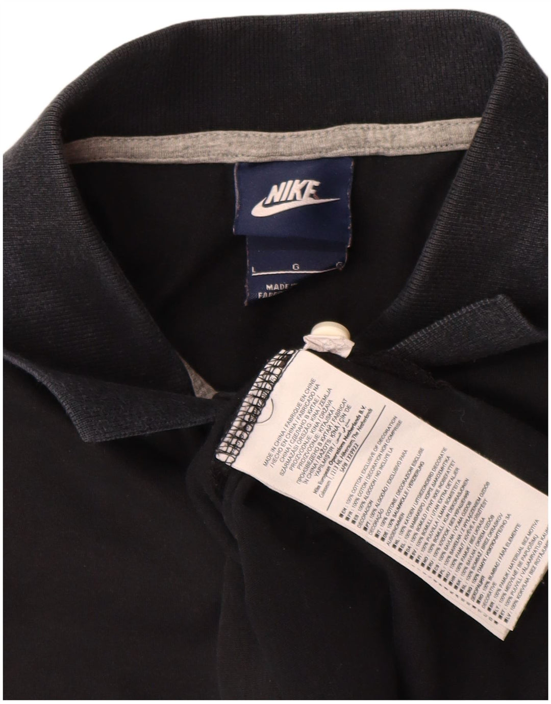 Nike Herren-Poloshirt mit Grafik, groß, schwarze Farbblock-Baumwolle