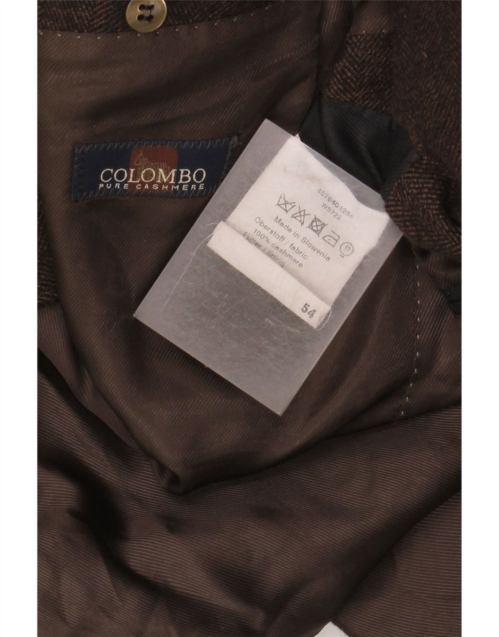 COLOMBO Herren-Blazer mit 2 Knöpfen, EU 54, 2XL, braun, Fischgrätenmuster, Kaschmir
