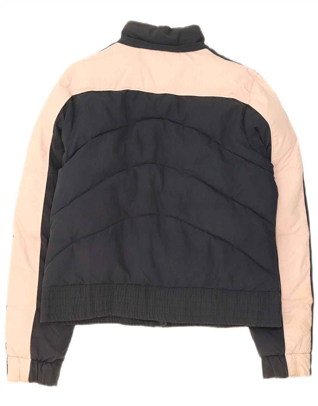 ADIDAS Womens Graphic Padded Jacket UK 12 Medium Navy Blue Colourblock