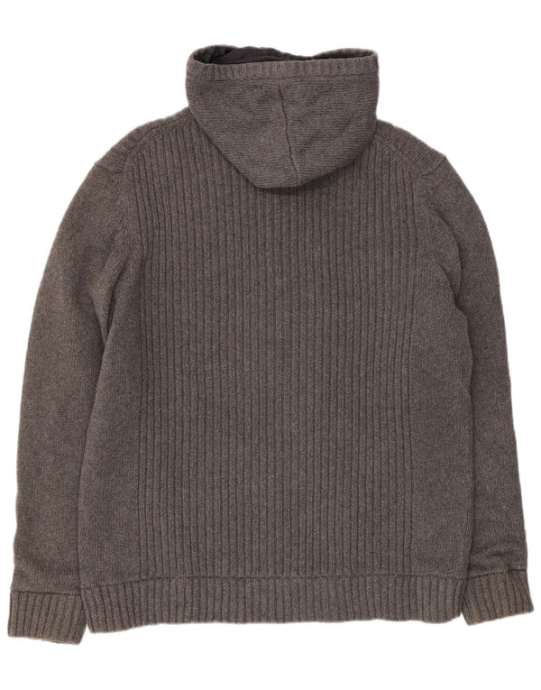 Massimo Dutti Herren Kapuzenstrick-Wendejacke UK 42 XL Grau