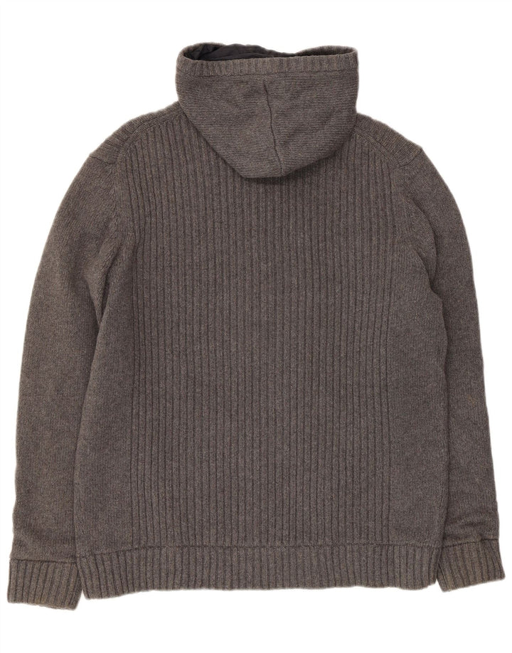 Massimo Dutti Herren Kapuzenstrick-Wendejacke UK 42 XL Grau
