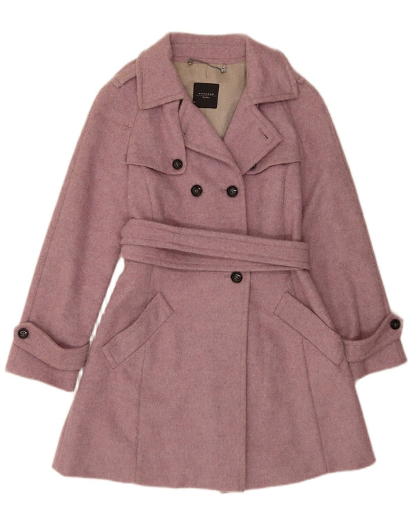 Max Mara Damen-Wochenend-Trenchcoat in Übergröße, UK 6, XS, rosafarbene Schurwolle