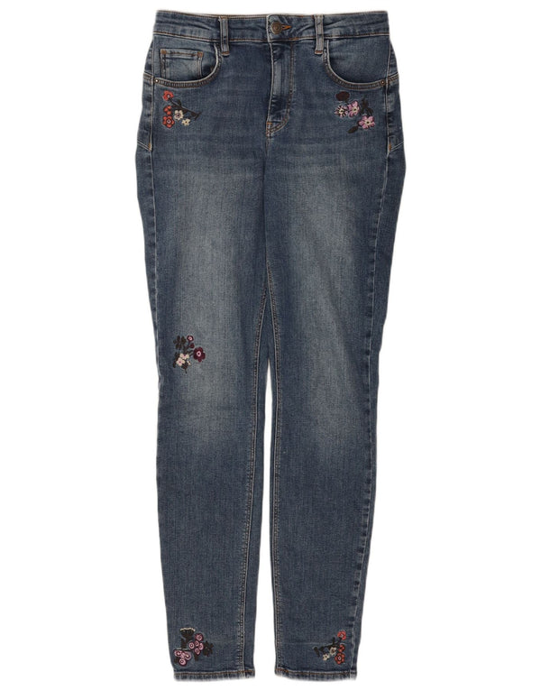 Desigual Damen High Waist Skinny Jeans EU 40 Medium W26 L30 Blau geblümt