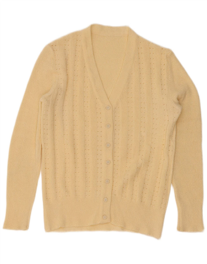 Vintage Damen Cardigan Pullover UK 12 Mittelgelb